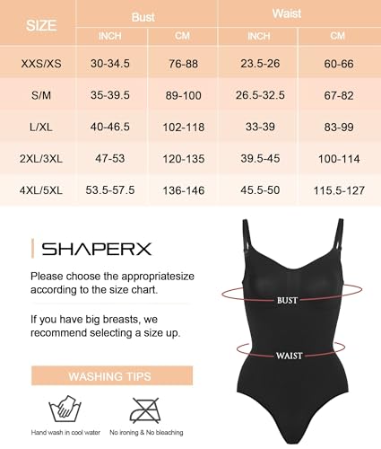 SHAPERX Women's Shapewear Bodysuit Tummy Control Body Shaper Seamless Sculpting Snatched Waist Body Suit