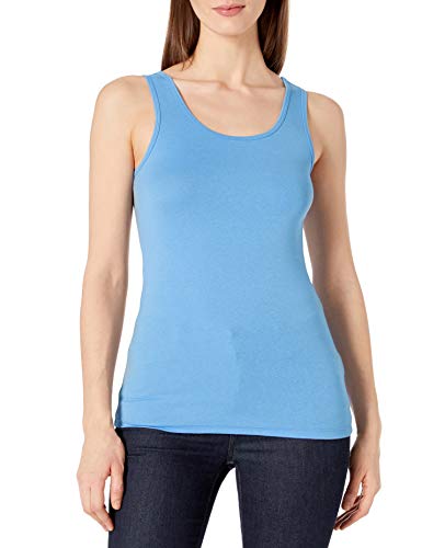 Amazon Essentials Women's Slim-Fit Tank, Pack of 2, Aqua Blue/French Blue, X-Small